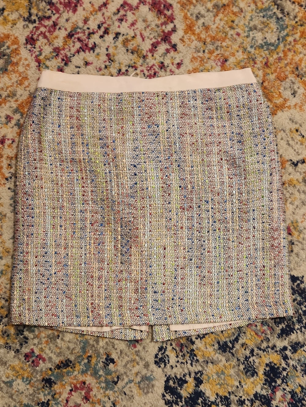 Willi Smith Pastel Multicolor Tweed Mini Skirt with Blush Waistband